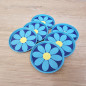 Preview: 6 Worcesterware Untersetzer · 70er Jahre · Flower Power · Metall bunt