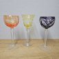 Preview: 3 Vintage Weinrömer Überfangglas geschliffen – Kristallgläser bunt im Set