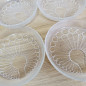 Preview: Pressglas-Set 70er | Pfau-Dekor | Butterdose, Servierplatte & 6 Schälchen | Süßmuth zugeschrieben