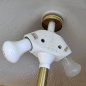 Preview: Peill & Putzler Tischlampe Modell 72076 mit schwerem Strukturglas-Schirm, Hollywood Regency / Mid-Century