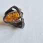 Preview: Baltischer Ostseebernstein Ring 925 Silber – Gdansk Polen – Vintage 1980er Jahre – Ringgröße 58