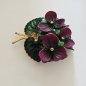 Preview: Vintage Veilchen Brosche 50er / 60er Jahre – floraler Modeschmuck mit Strass