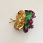 Preview: Vintage Veilchen Brosche 50er / 60er Jahre – floraler Modeschmuck mit Strass