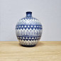 Preview: Handbemalte Studio Keramikvase – blau-weiß,  ca. 17 cm