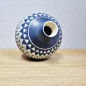 Preview: Handbemalte Studio Keramikvase – blau-weiß,  ca. 17 cm