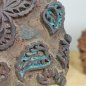 Preview: 2 antique wood textile printing blocks / hand carved fabric print stamps / folk art