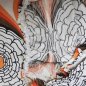 Preview: 2 große Vintage Gardinenschals 70er Jahre – Flower Power Vorhänge mit großem Blumenmuster – Dekoplus