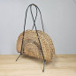 Preview: Vintage Mid-Century Zeitungsständer aus Rattan und Metall, 1950er