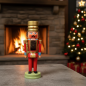 Preview: Vintage Erzgebirge Nutcracker King – 1970s turned wood art, 36.5 cm