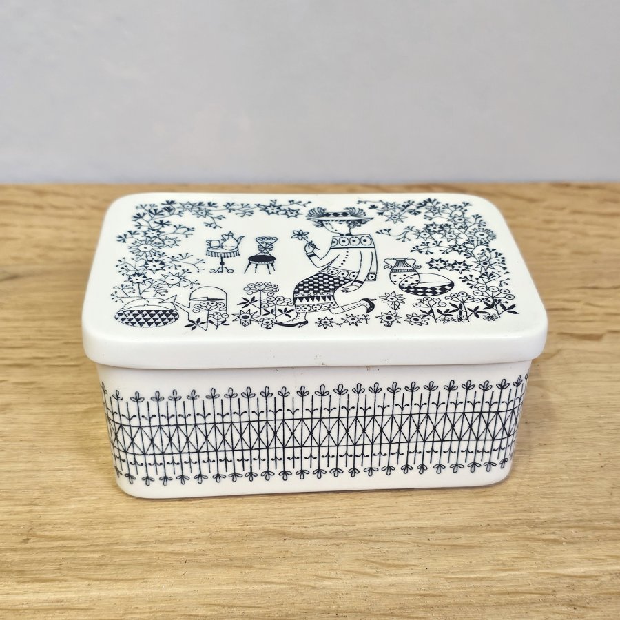 Seltene Arabia Finland Butterdose mit Deckel, Serie Emilia, Design Raija Uosikkinen, 1950er