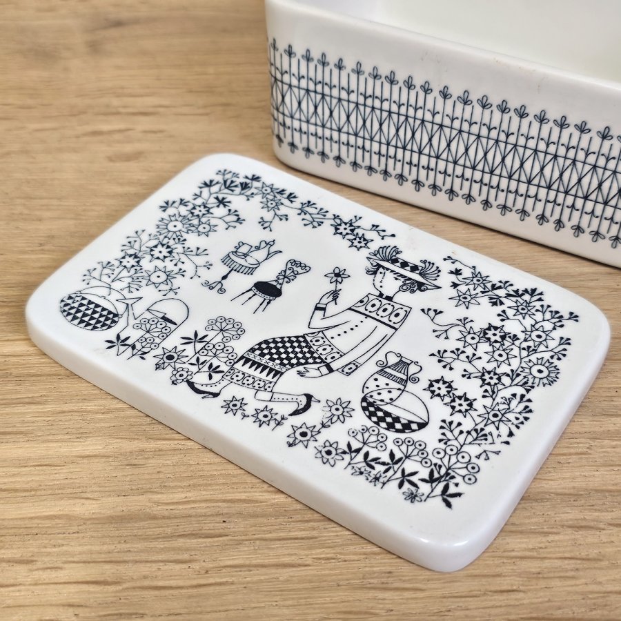 Seltene Arabia Finland Butterdose mit Deckel, Serie Emilia, Design Raija Uosikkinen, 1950er