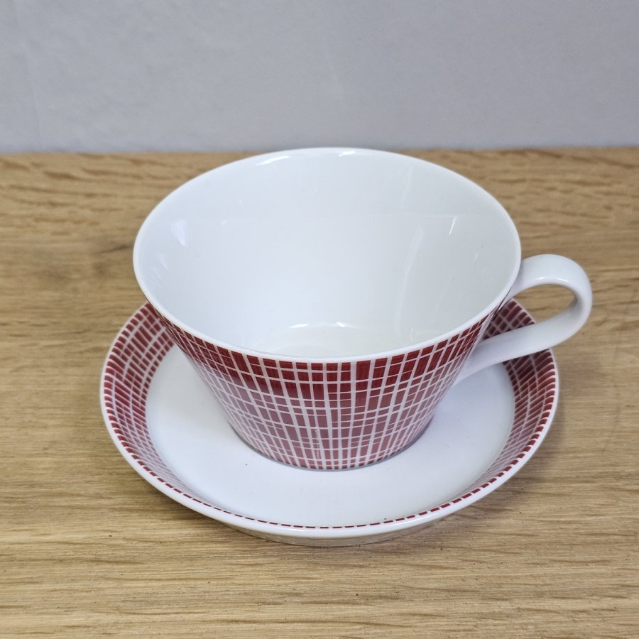 Arzberg Tric Frühstückstasse mit Untertasse, Sieger Design, Bastdekor korallenrot