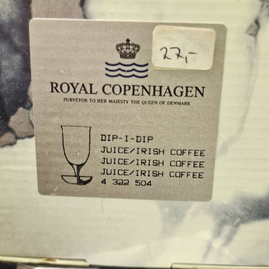 Royal Copenhagen Irish-Coffee-/Saftgläser, Bordserie Dip-I-Dip, 1990er