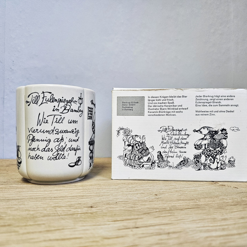 Rosenthal Bierkrug Till Eulenspiegel – Bamberg – Björn Wiinblad 1975 – Originalkarton
