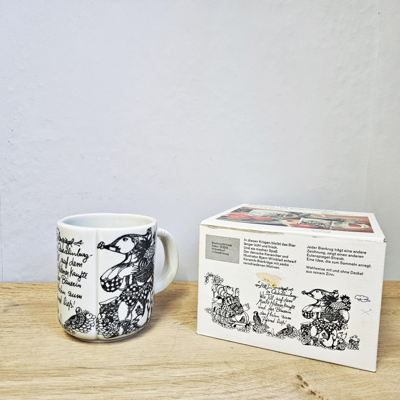 Rosenthal Bierkrug Till Eulenspiegel in Quedlinburg – Björn Wiinblad 1975 – Originalkarton