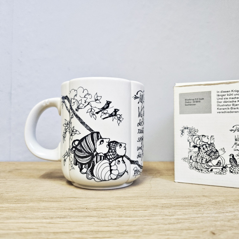 Rosenthal Bierkrug Till Eulenspiegel – Seiltänzer – Björn Wiinblad 1975 – Originalkarton
