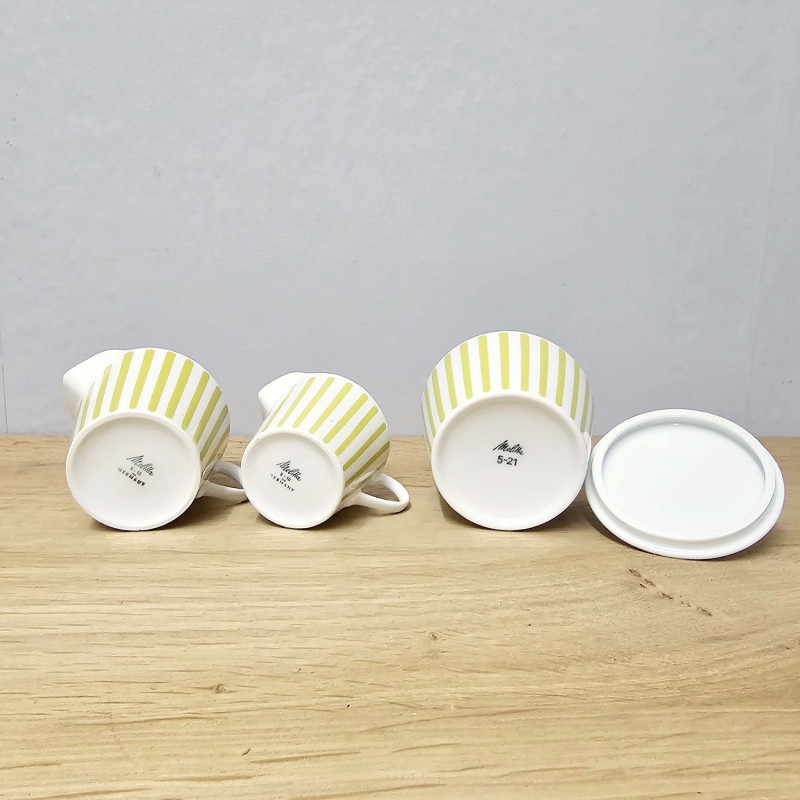 Melitta „Zürich“ · Jupp Ernst · Zuckerdose & 2 Milchgießer · 50er/60er Jahre · Pastellgelb