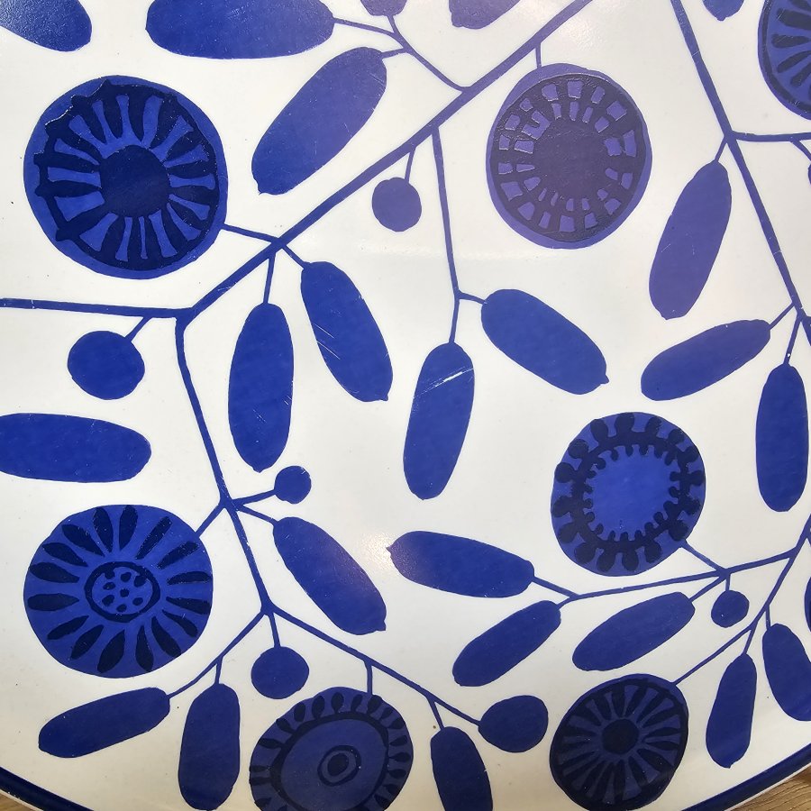 Melitta Stockholm Kuchen- / Tortenplatte – Kobaltblüte – 70er Jahre – ca. 30 cm