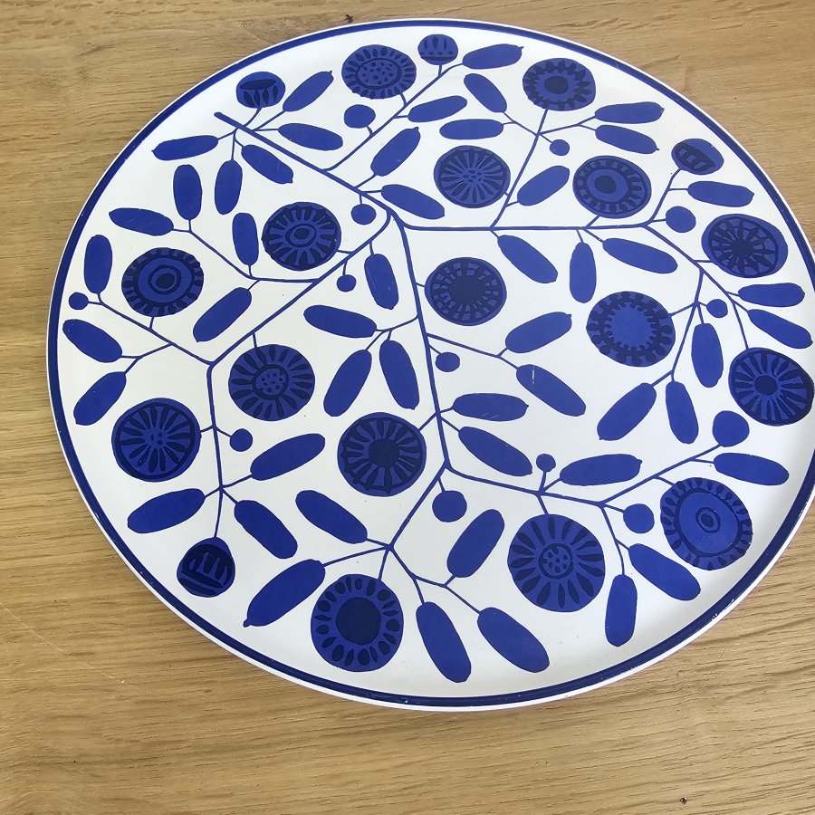 Melitta Stockholm Kuchen- / Tortenplatte – Kobaltblüte – 70er Jahre – ca. 30 cm