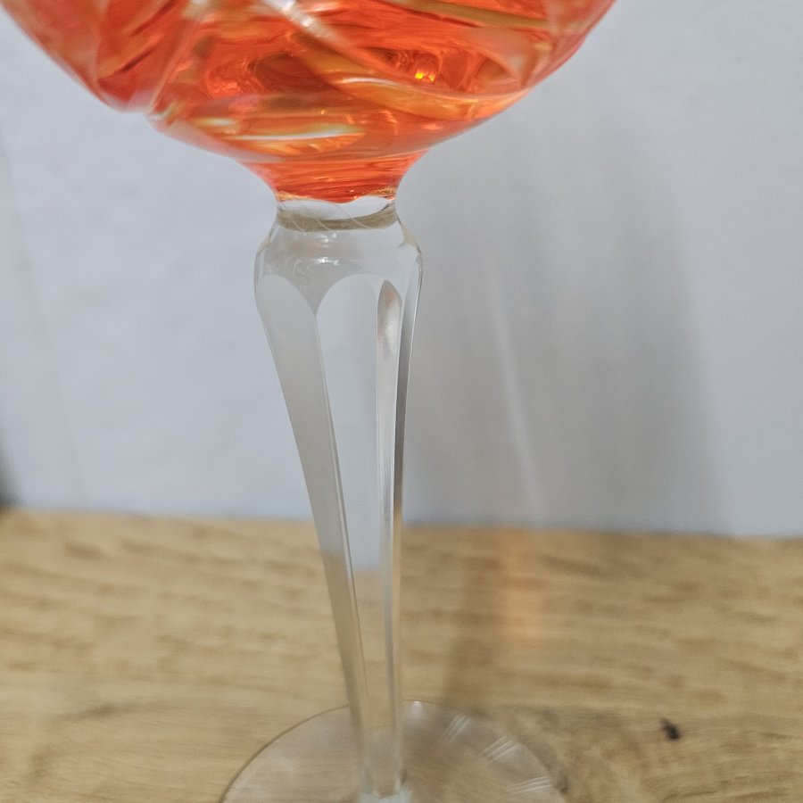 3 Vintage Weinrömer Überfangglas geschliffen – Kristallgläser bunt im Set