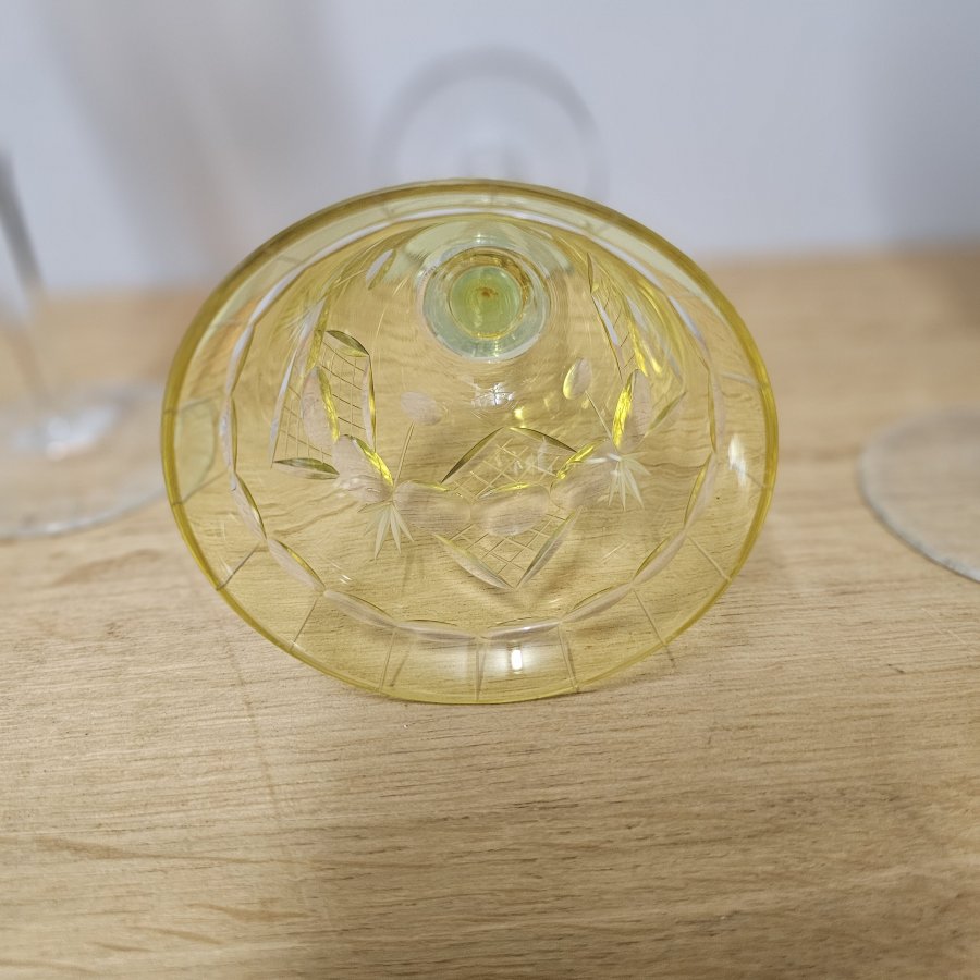 3 Vintage Weinrömer Überfangglas geschliffen – Kristallgläser bunt im Set