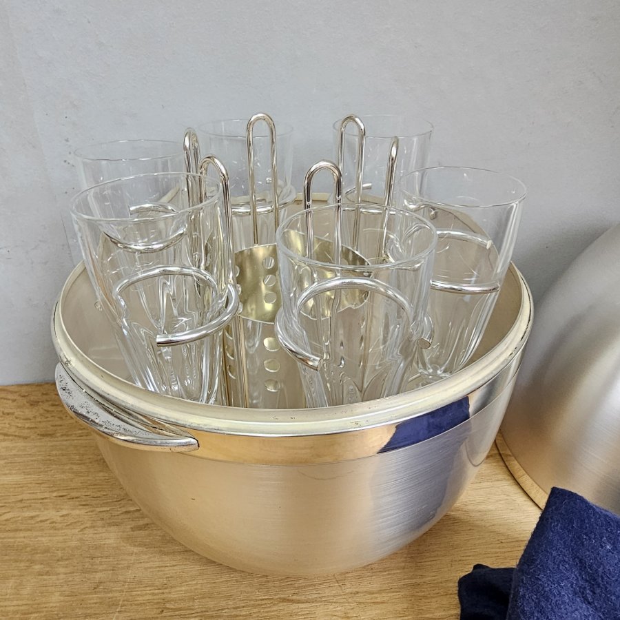 Guido Galbiati Milano Space-Age-Barset / Egg Ice Bucket Modell 0413 – Italien 1960er/70er