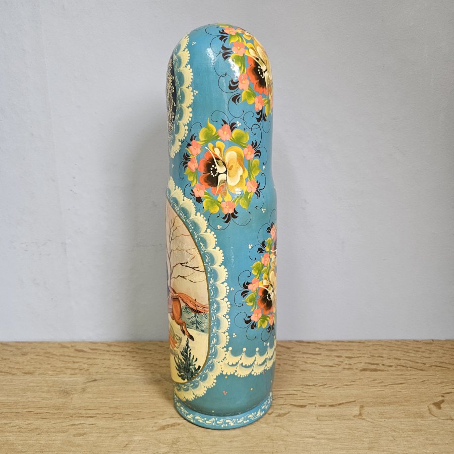 Russische Flaschen-Matroschka / Flaschenbehälter handbemalt – 36 cm – signiert