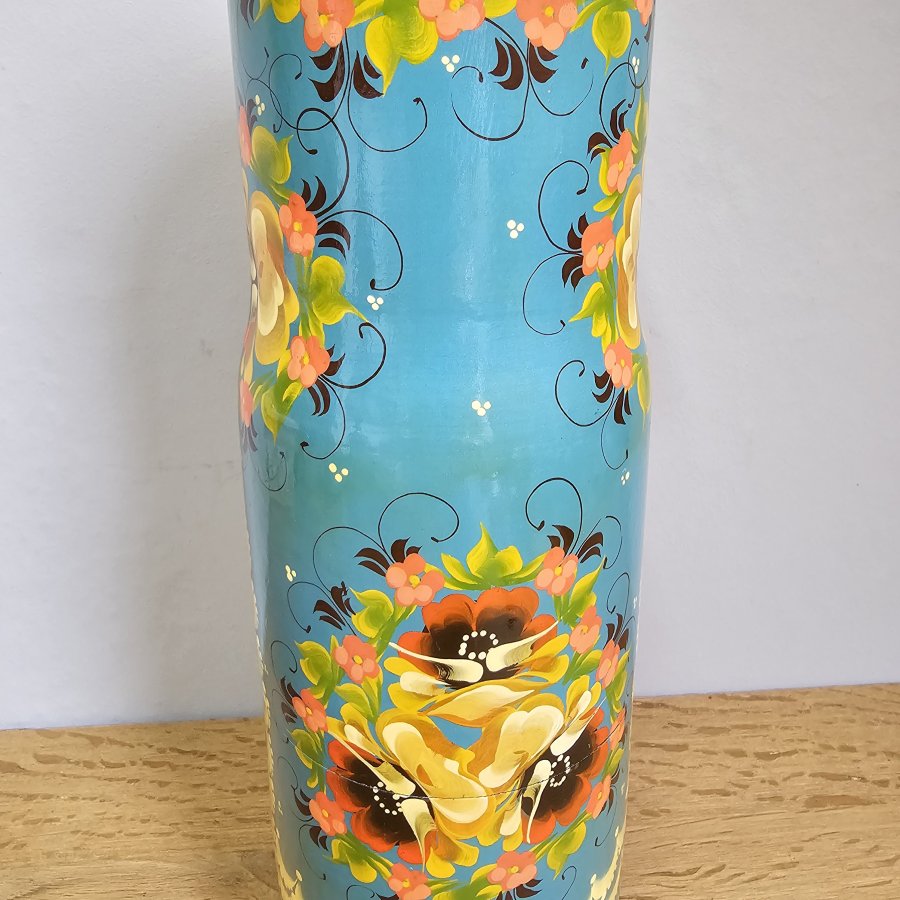 Russische Flaschen-Matroschka / Flaschenbehälter handbemalt – 36 cm – signiert