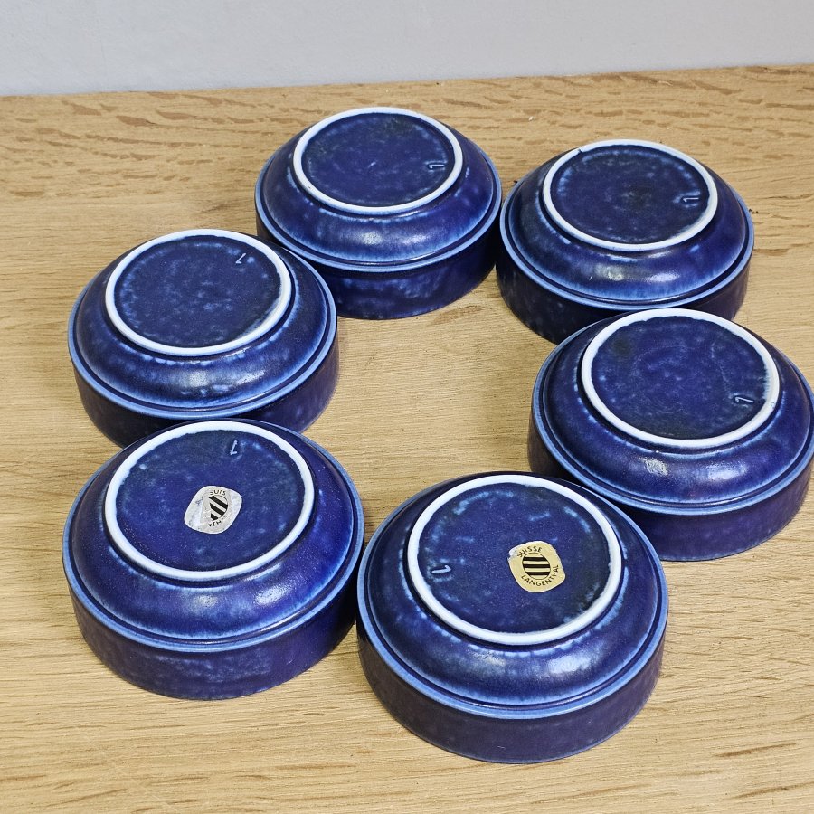 Set of 6 Langenthal Suisse Ocean Blue Dessert Bowls – 1970s Swiss Design - Kopie