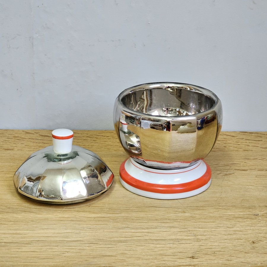 Alte Butterdose / Kaviarkühler Haesco Schmidt & Co. DDR 50er 60er Jahre Glas Keramik
