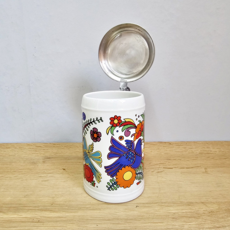 Villeroy & Boch Acapulco Bierkrug mit Zinndeckel – 1970er