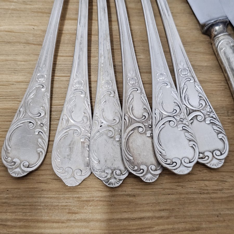 Antikes HALISO Solingen Vorspeisenbesteck – Jugendstil Art Déco, 100er Silberauflage