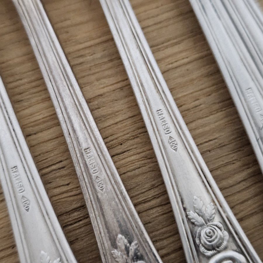 Antikes HALISO Solingen Vorspeisenbesteck – Jugendstil Art Déco, 100er Silberauflage