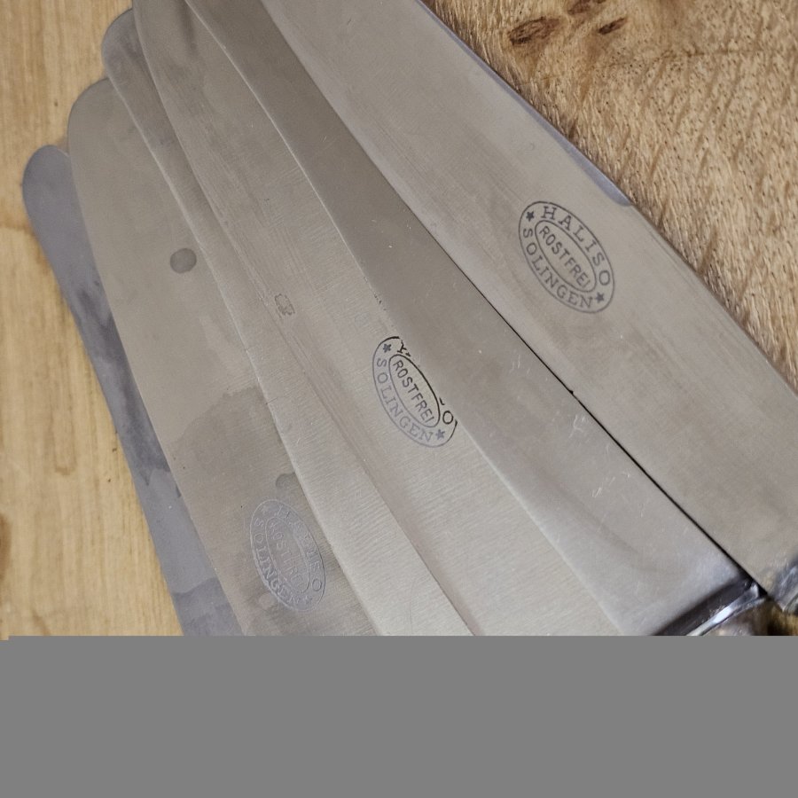 6 HALISO Solingen Tafelmesser antik versilbert – 100er Silberauflage