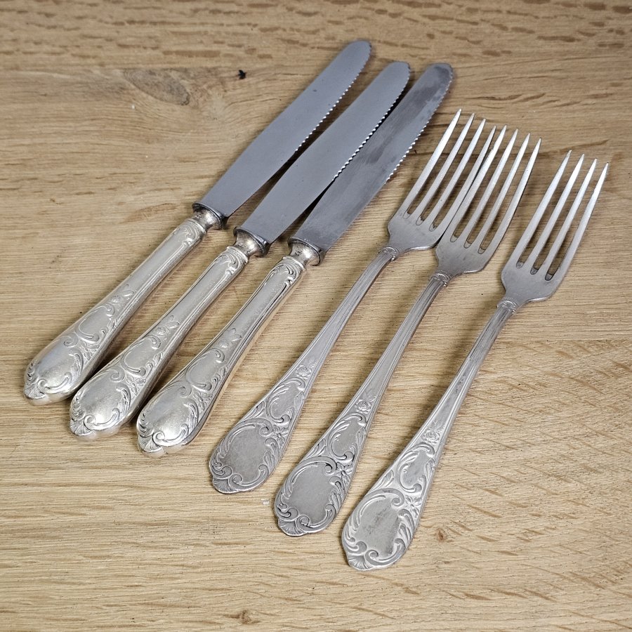 Antikes HALISO Solingen Vorspeisenbesteck – 6 Teile Jugendstil Art Déco, 100er Silberauflage