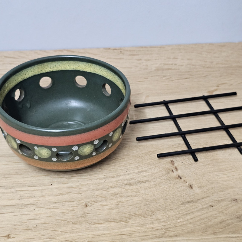KMK Kupfermühle Keramik Stövchen „Lima“ · 7 cm · 12,7 cm · grün-braun
