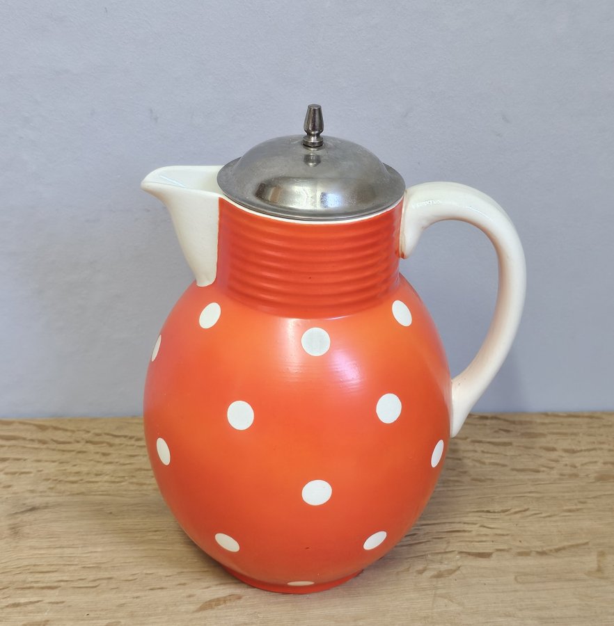 Wächtersbach Cocoa Pot Haarlem – Décor 2873 Orange Polka Dots | Art Déco Ursula Fesca 1932