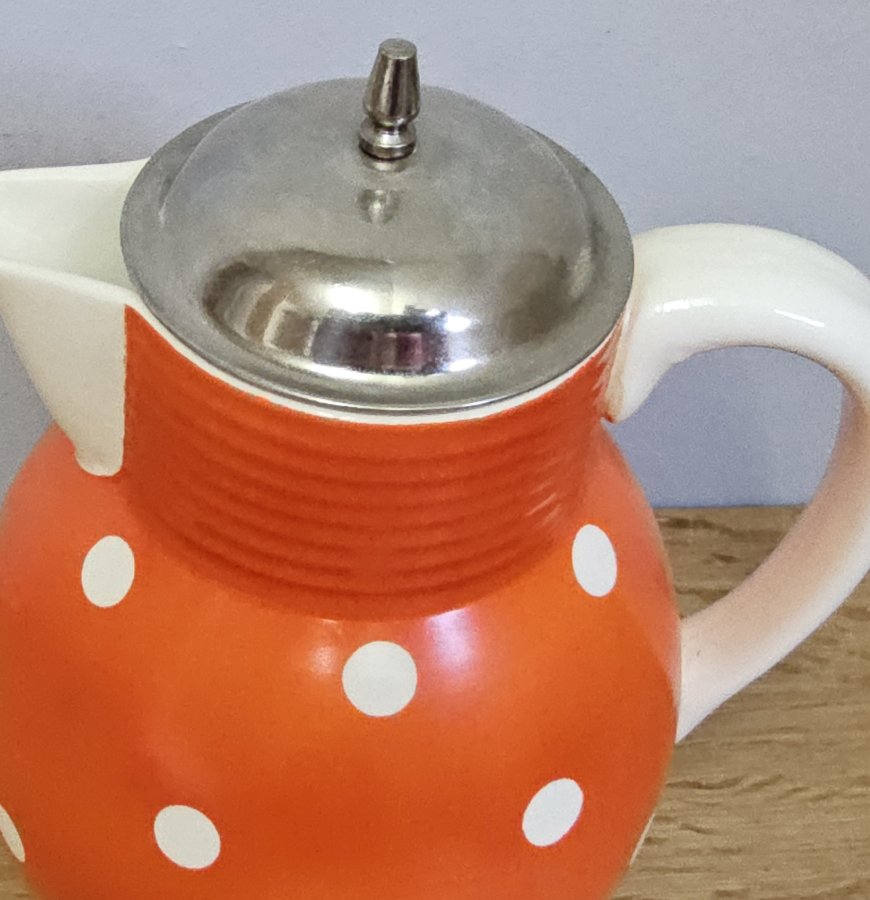 Wächtersbach Cocoa Pot Haarlem – Décor 2873 Orange Polka Dots | Art Déco Ursula Fesca 1932