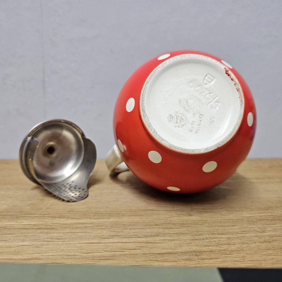 Wächtersbach Cocoa Pot Haarlem – Décor 2873 Orange Polka Dots | Art Déco Ursula Fesca 1932