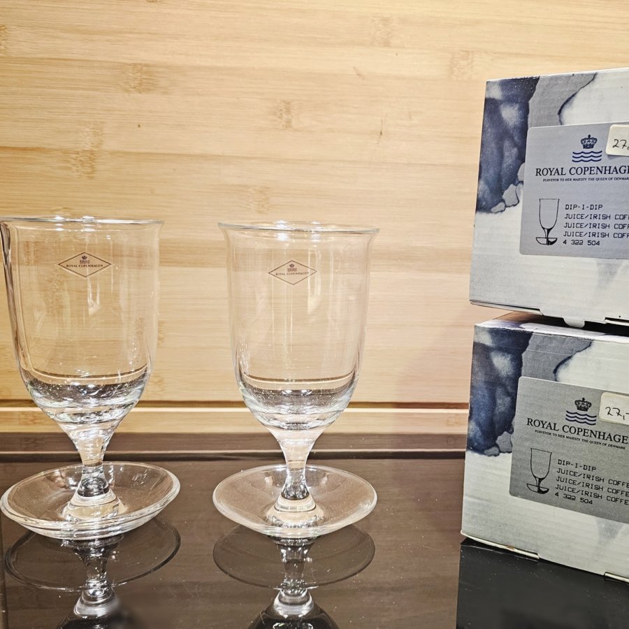 Royal Copenhagen Irish-Coffee-/Saftgläser, Bordserie Dip-I-Dip, 1990er