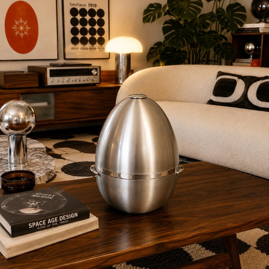 Guido Galbiati Milano Space-Age-Barset / Egg Ice Bucket Modell 0413 – Italien 1960er/70er