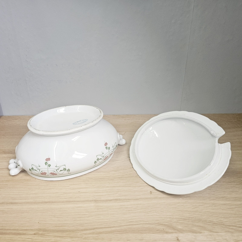 Jugendstil Terrine mit Deckel, florales Dekor, um 1910
