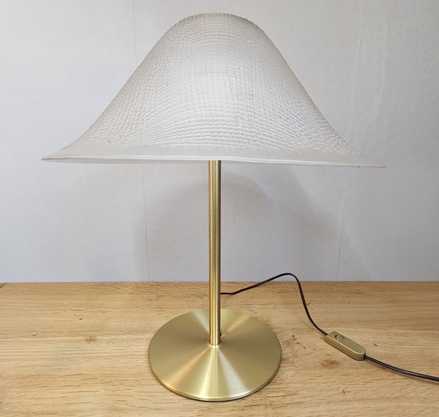 Peill & Putzler Tischlampe Modell 72076 mit schwerem Strukturglas-Schirm, Hollywood Regency / Mid-Century