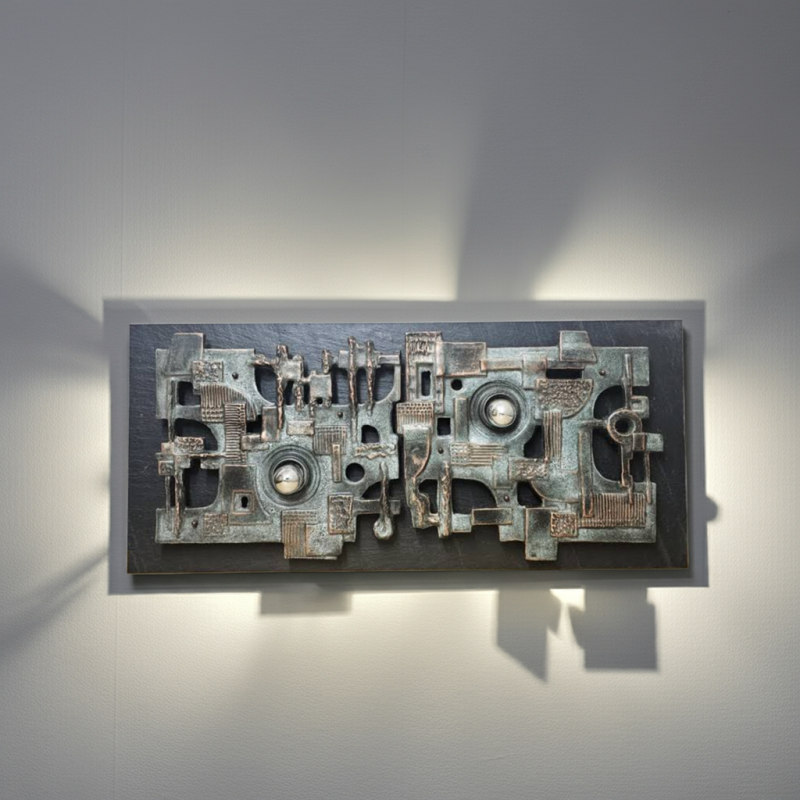 Große Brakelmann & Becker Wandlampe, Schiefer & Keramik, Brutalismus, 1970er Jahre -