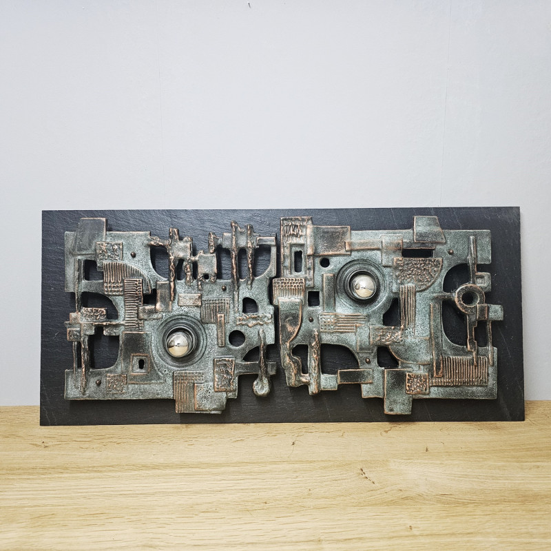 Große Brakelmann & Becker Wandlampe, Schiefer & Keramik, Brutalismus, 1970er Jahre -