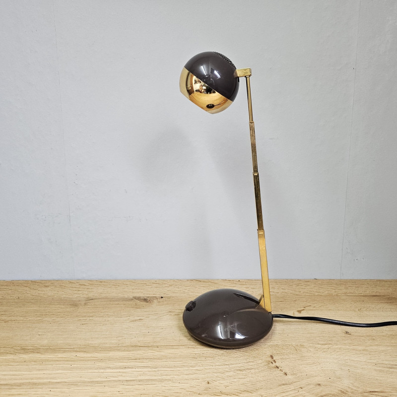 Eichhoff 3371 Table Lamp Telescopic Ball Head Brown Gold – 1970s Vintage