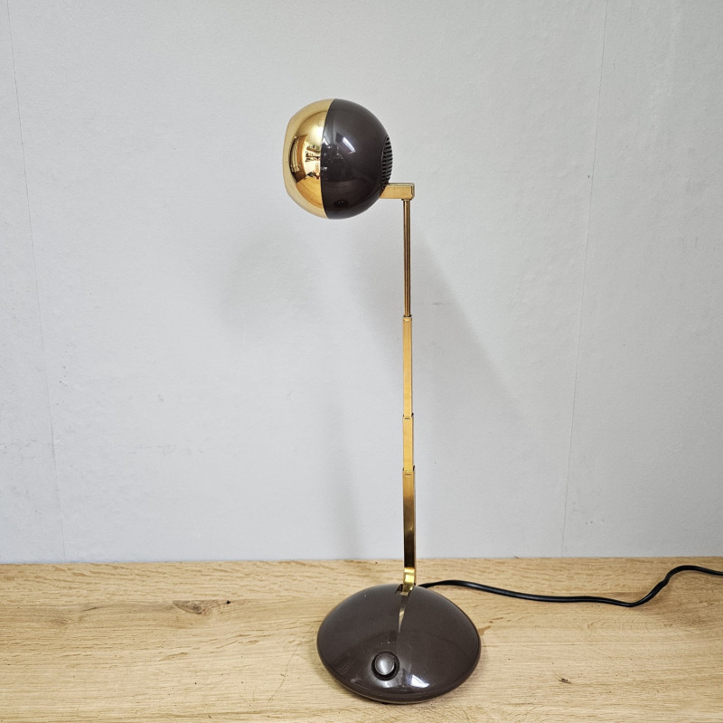 Eichhoff 3371 Table Lamp Telescopic Ball Head Brown Gold – 1970s Vintage