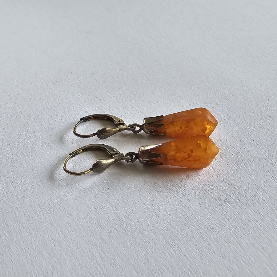 Vintage Bernstein Ohrringe 925 Silber – Ostseebernstein – 70er/80er Jahre