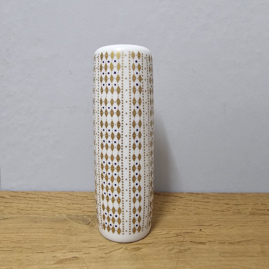 Hutschenreuther Vase 9608 – Midcentury Modern – geometrisches Golddekor 1960er