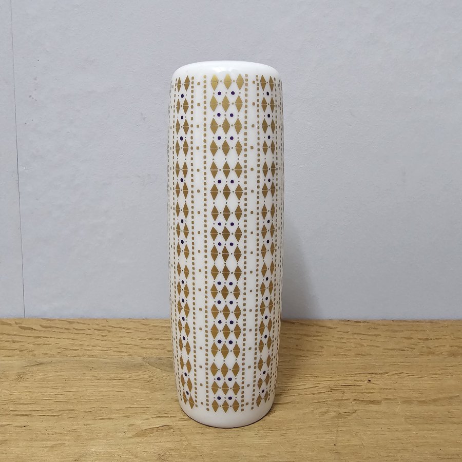 Hutschenreuther Vase 9608 – Midcentury Modern – geometrisches Golddekor 1960er